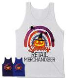 Spooky Retail Merchandiser Shirt, Halloween Rainbow Shirt for Women, Funny Pumpkin Shirt for Retail Merchandiser, Halloween Gift