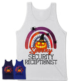 Spooky Security Receptionist Shirt, Halloween Rainbow Shirt for Women, Funny Pumpkin Shirt for Security Receptionist, Halloween Gift
