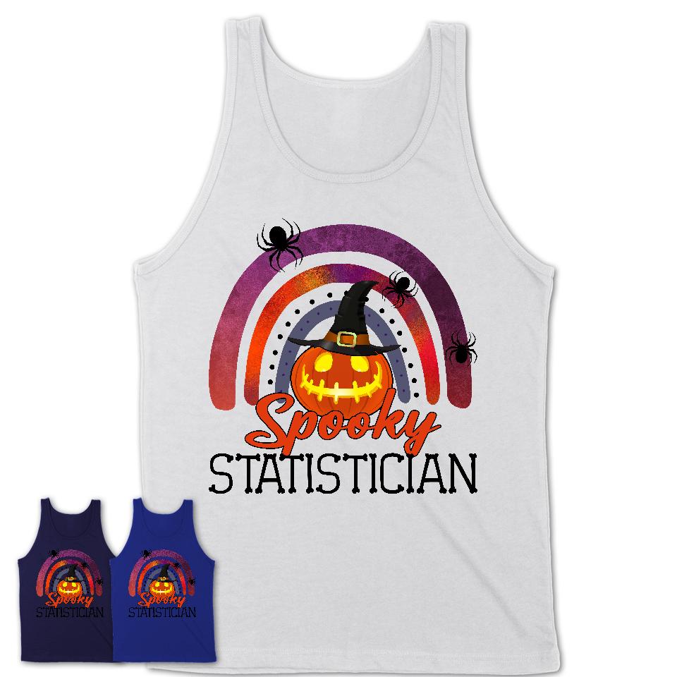 Spooky Statistician Shirt, Halloween Rainbow Shirt for Women, Funny Pumpkin Shirt for Statistician, Halloween Gift