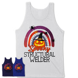 Spooky Structural Welder Shirt, Halloween Rainbow Shirt for Women, Funny Pumpkin Shirt for Structural Welder, Halloween Gift