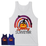 Spooky Surveyor Shirt, Halloween Rainbow Shirt for Women, Funny Pumpkin Shirt for Surveyor, Halloween Gift