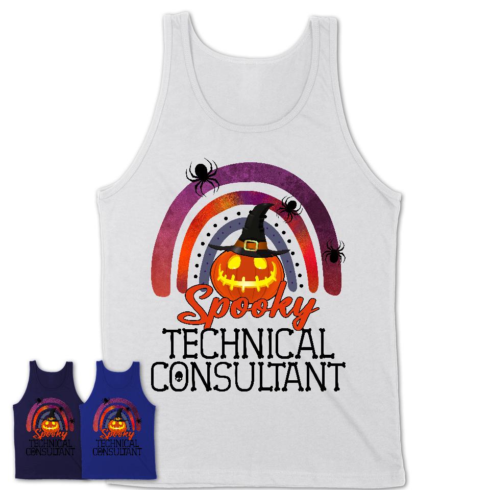 Spooky Technical Consultant Shirt, Halloween Rainbow Shirt for Women, Funny Pumpkin Shirt for Technical Consultant, Halloween Gift
