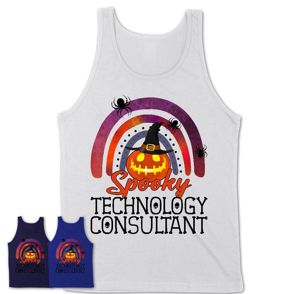 Spooky Technology Consultant Shirt, Halloween Rainbow Shirt for Women, Funny Pumpkin Shirt for Technology Consultant, Halloween Gift