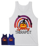 Spooky Therapist Shirt, Halloween Rainbow Shirt for Women, Funny Pumpkin Shirt for Therapist, Halloween Gift