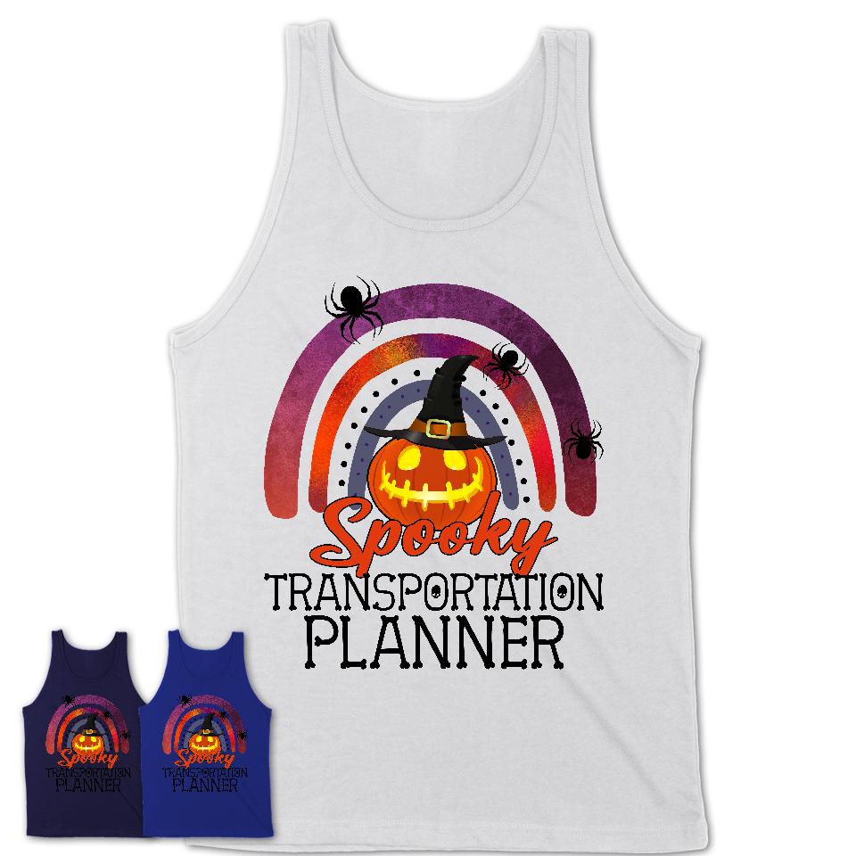 Spooky Transportation Planner Shirt, Halloween Rainbow Shirt for Women, Funny Pumpkin Shirt for Transportation Planner, Halloween Gift