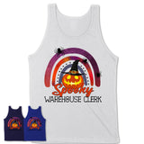 Spooky Warehouse Clerk Shirt, Halloween Rainbow Shirt for Women, Funny Pumpkin Shirt for Warehouse Clerk, Halloween Gift