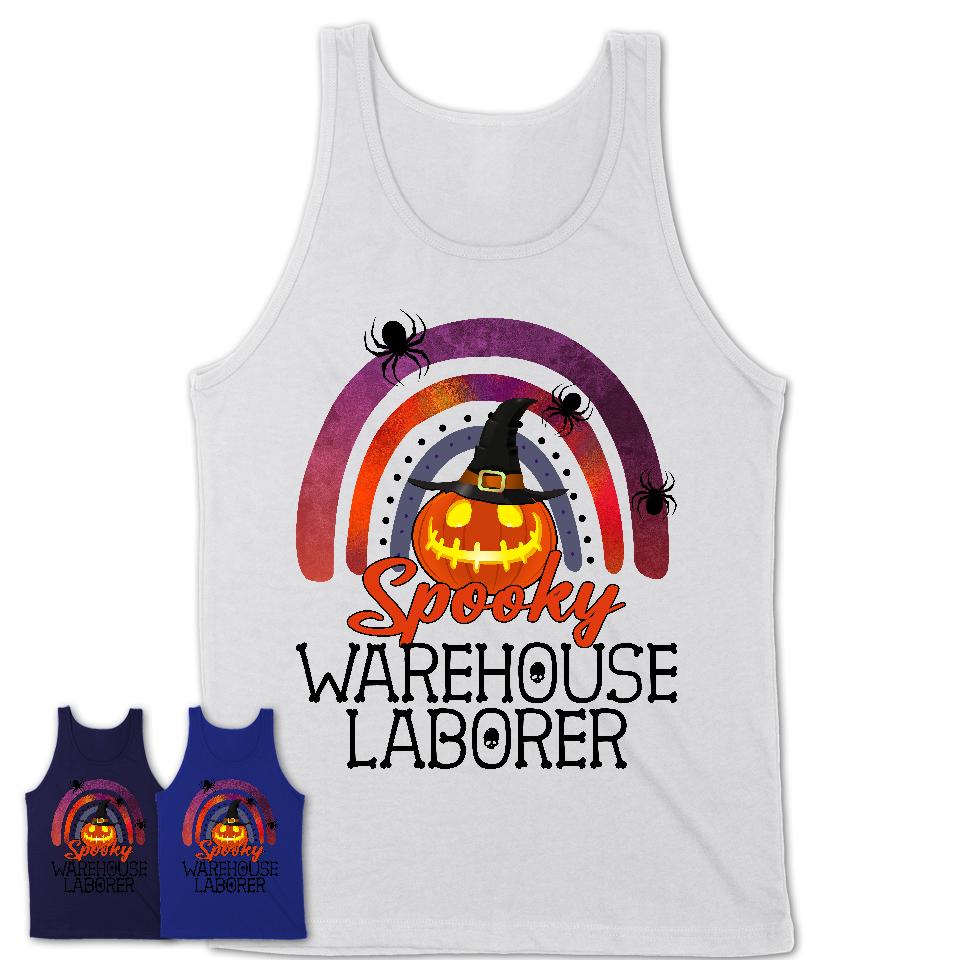 Spooky Warehouse Laborer Shirt, Halloween Rainbow Shirt for Women, Funny Pumpkin Shirt for Warehouse Laborer, Halloween Gift