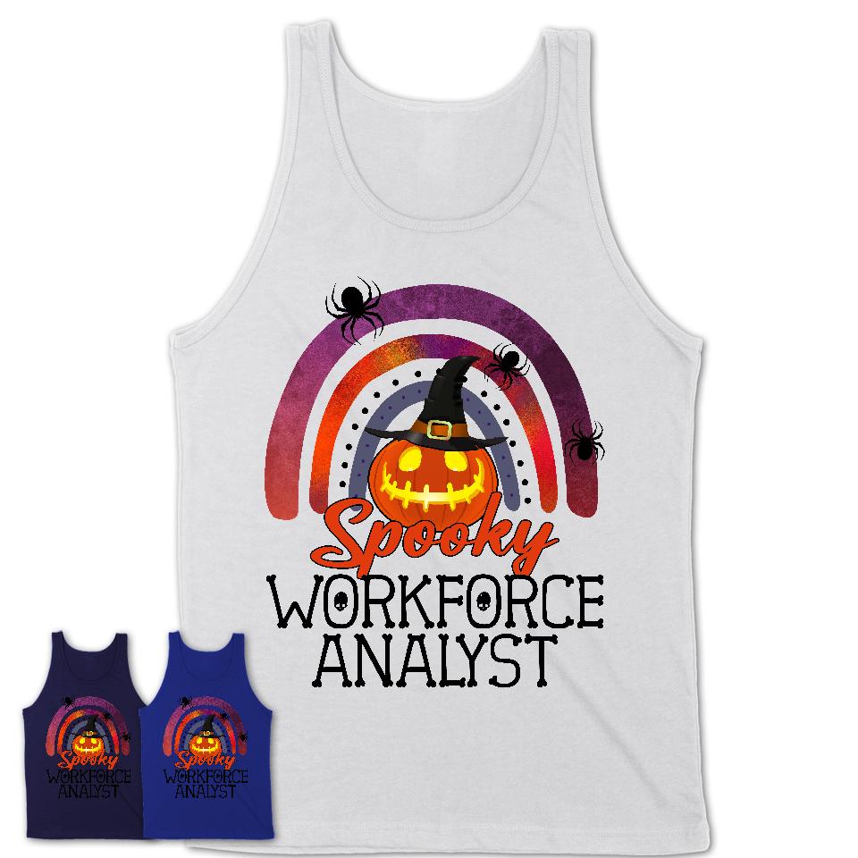 Spooky Workforce Analyst Shirt, Halloween Rainbow Shirt for Women, Funny Pumpkin Shirt for Workforce Analyst, Halloween Gift