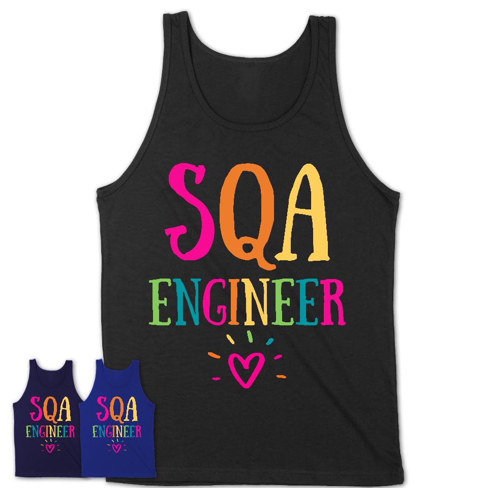 Sqa Engineer Rainbow Lettering Heart Shirt, Employee Appreciation Gifts