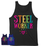 Steel Worker Rainbow Lettering Heart Shirt, Employee Appreciation Gifts