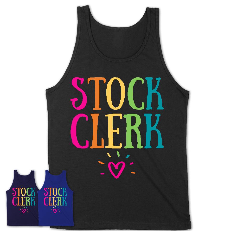 Stock Clerk Rainbow Lettering Heart Shirt, Employee Appreciation Gifts