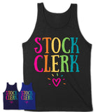 Stock Clerk Rainbow Lettering Heart Shirt, Employee Appreciation Gifts
