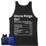 Stone Ridge Girl Virginia Nutrition Facts Proud Vintage Sport Born Living City Home Roots USA Gift Women T-Shirt