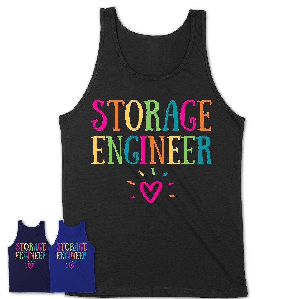 Storage Engineer Rainbow Lettering Heart Shirt, Employee Appreciation Gifts