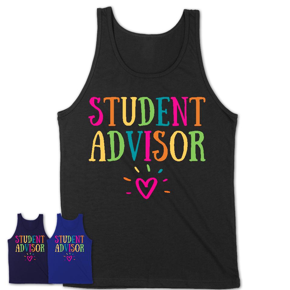 Student Advisor Rainbow Lettering Heart Shirt, Employee Appreciation Gifts