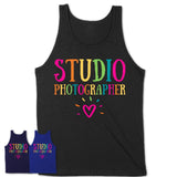 Studio Photographer Rainbow Lettering Heart Shirt, Employee Appreciation Gifts
