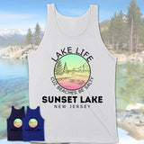 Sunset Lake New Jersey Lake Life Cuz Beaches Be Salty Fishing Camping Team Shirt