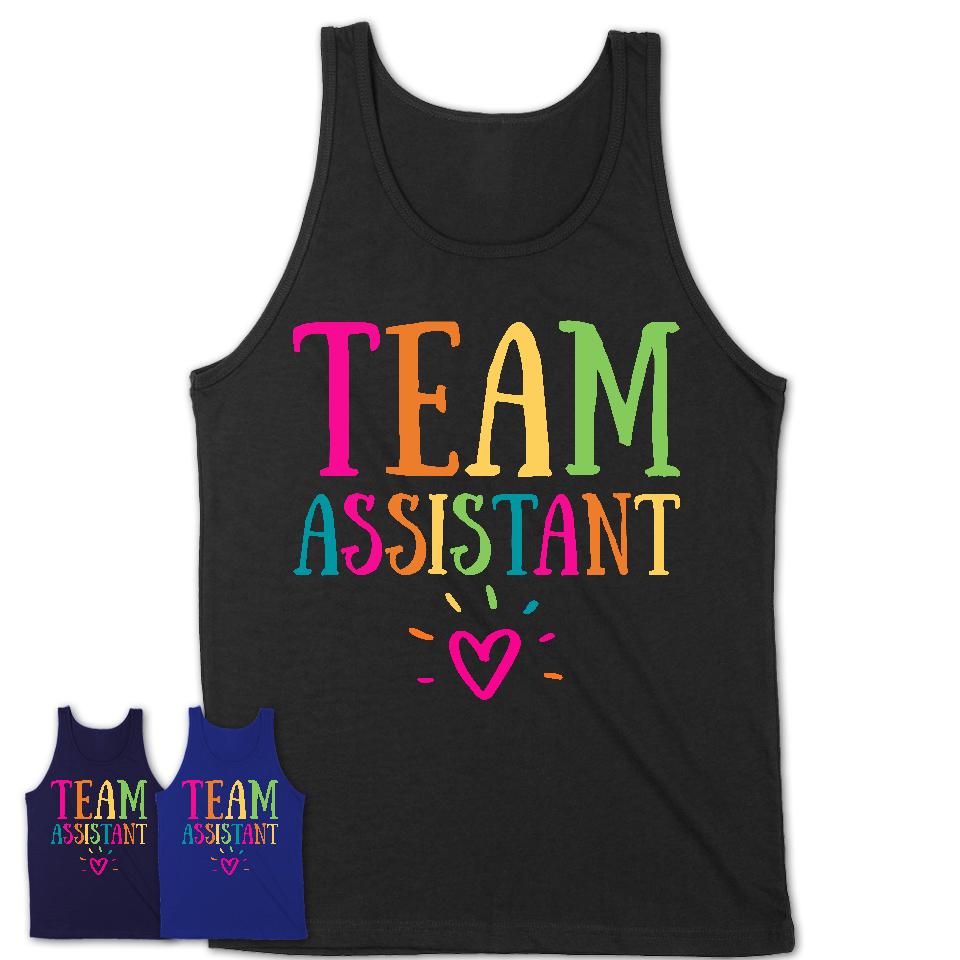 Team Assistant Rainbow Lettering Heart Shirt, Employee Appreciation Gifts