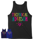 Technical Advisor Rainbow Lettering Heart Shirt, Employee Appreciation Gifts