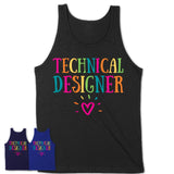Technical Designer Rainbow Lettering Heart Shirt, Employee Appreciation Gifts