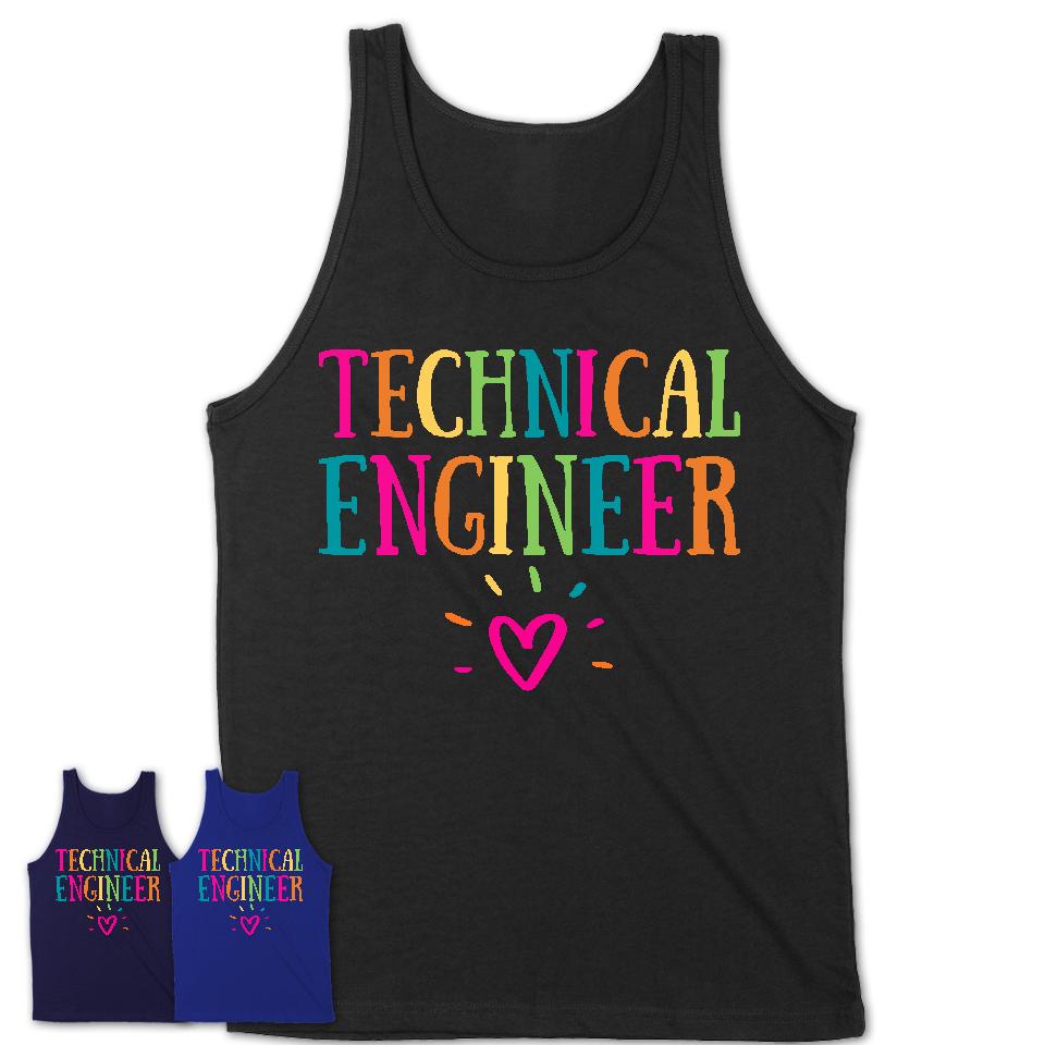 Technical Engineer Rainbow Lettering Heart Shirt, Employee Appreciation Gifts