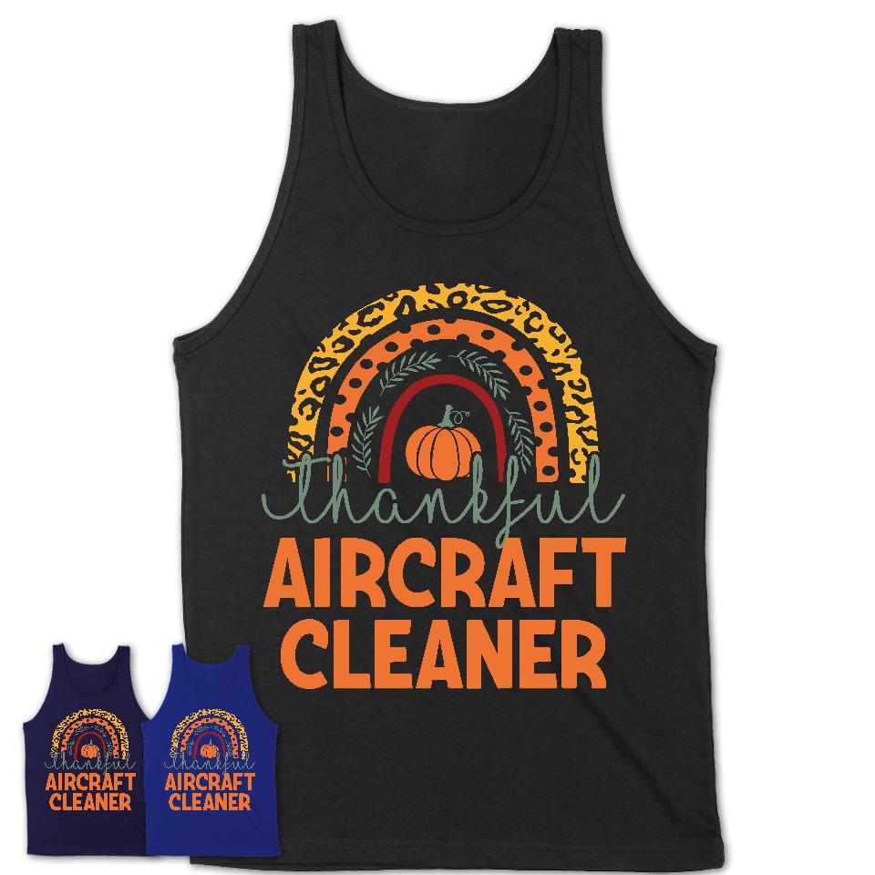 Thankful Aircraft Cleaner Shirt, Pumpkin Rainbow Sweater for Fall Lovers, Thanksgiving Gift for Aircraft Cleaner Women
