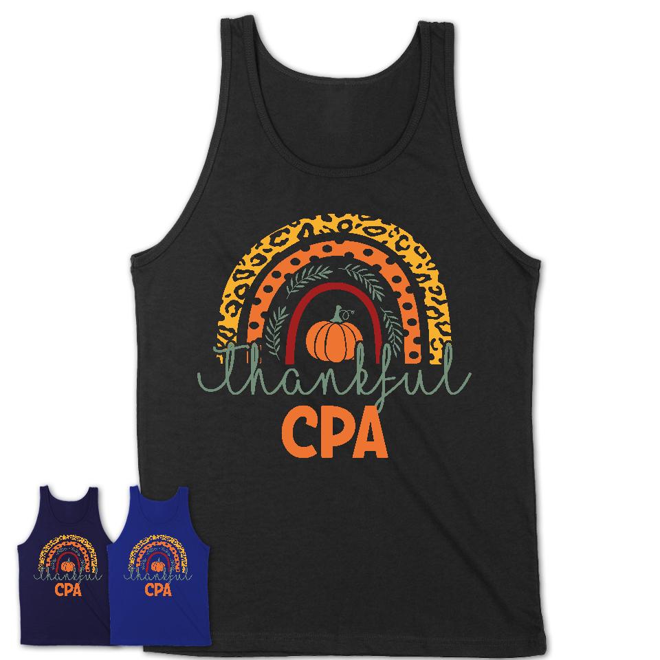 Thankful CPA Shirt, Pumpkin Rainbow Sweater for Fall Lovers, Thanksgiving Gift for CPA Women