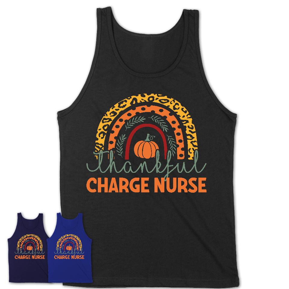 Thankful Charge Nurse Shirt, Pumpkin Rainbow Sweater for Fall Lovers, Thanksgiving Gift for Charge Nurse Women
