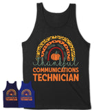 Thankful Communications Technician Shirt, Pumpkin Rainbow Sweater for Fall Lovers, Thanksgiving Gift for Communications Technician Women