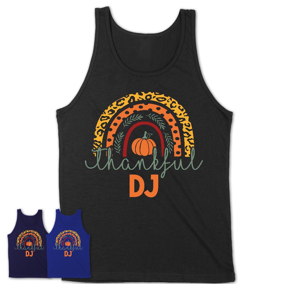 Thankful DJ Shirt, Pumpkin Rainbow Sweater for Fall Lovers, Thanksgiving Gift for DJ Women