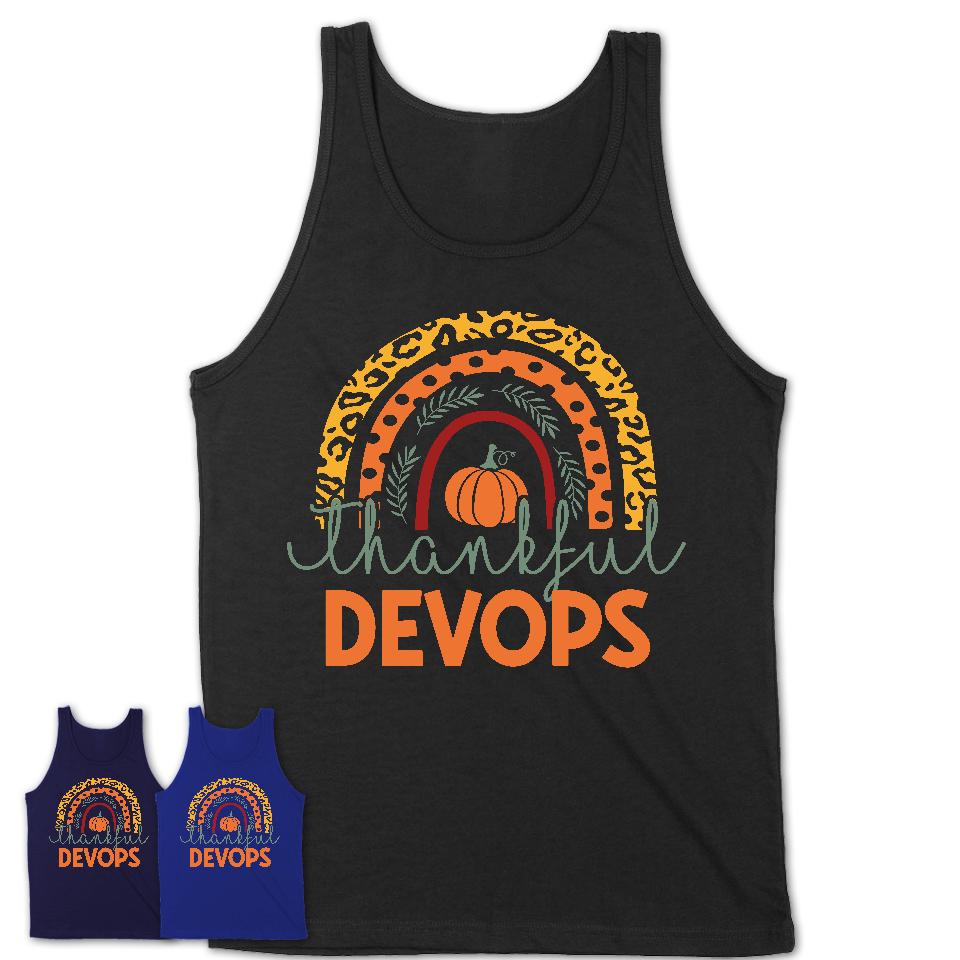 Thankful Devops Shirt, Pumpkin Rainbow Sweater for Fall Lovers, Thanksgiving Gift for Devops Women