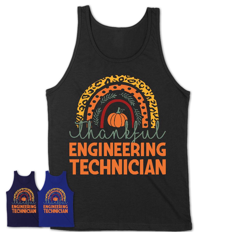 Thankful Engineering Technician Shirt, Pumpkin Rainbow Sweater for Fall Lovers, Thanksgiving Gift for Engineering Technician Women