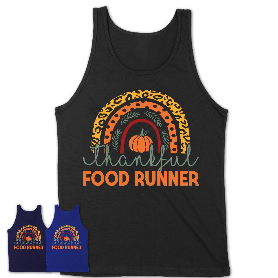 Thankful Food Runner Shirt, Pumpkin Rainbow Sweater for Fall Lovers, Thanksgiving Gift for Food Runner Women