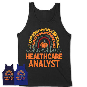 Thankful Healthcare Analyst Shirt, Pumpkin Rainbow Sweater for Fall Lovers, Thanksgiving Gift for Healthcare Analyst Women