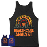 Thankful Healthcare Analyst Shirt, Pumpkin Rainbow Sweater for Fall Lovers, Thanksgiving Gift for Healthcare Analyst Women