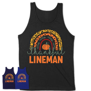 Thankful Lineman Shirt, Pumpkin Rainbow Sweater for Fall Lovers, Thanksgiving Gift for Lineman Women