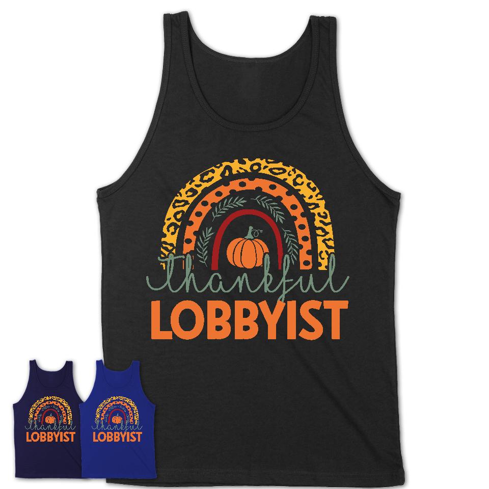 Thankful Lobbyist Shirt, Pumpkin Rainbow Sweater for Fall Lovers, Thanksgiving Gift for Lobbyist Women
