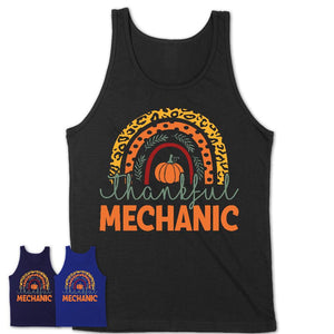 Thankful Mechanic Shirt, Pumpkin Rainbow Sweater for Fall Lovers, Thanksgiving Gift for Mechanic Women