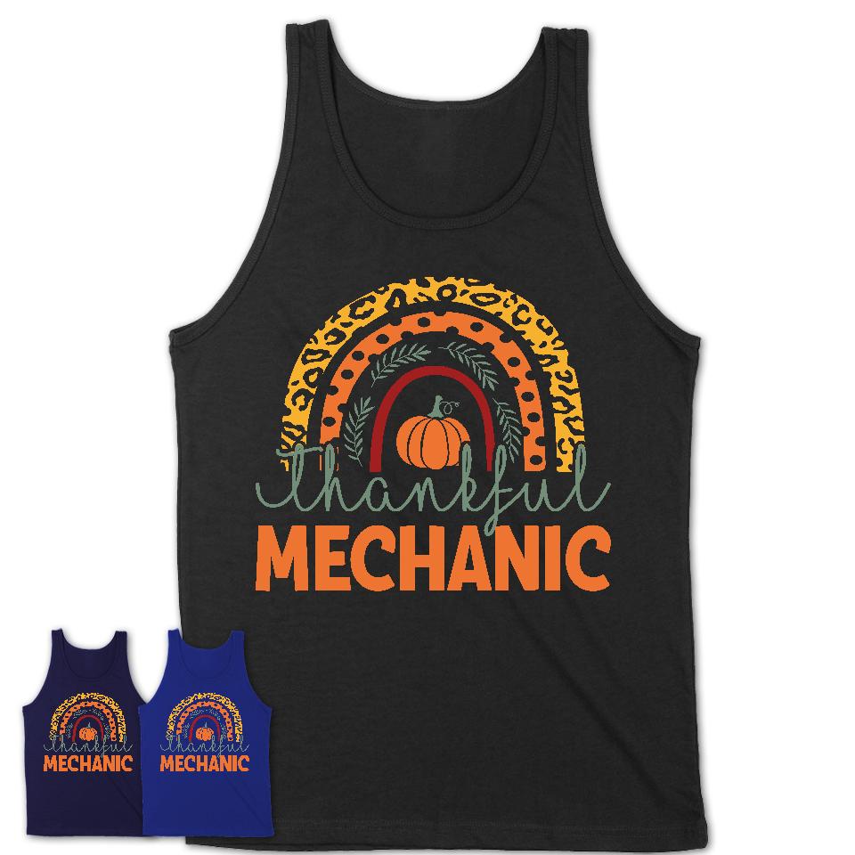 Thankful Mechanic Shirt, Pumpkin Rainbow Sweater for Fall Lovers, Thanksgiving Gift for Mechanic Women