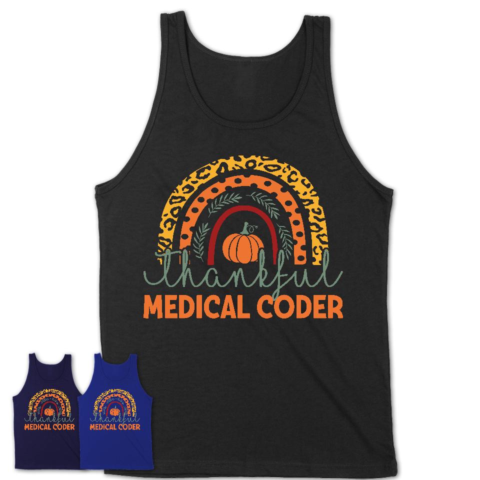 Thankful Medical Coder Shirt, Pumpkin Rainbow Sweater for Fall Lovers, Thanksgiving Gift for Medical Coder Women