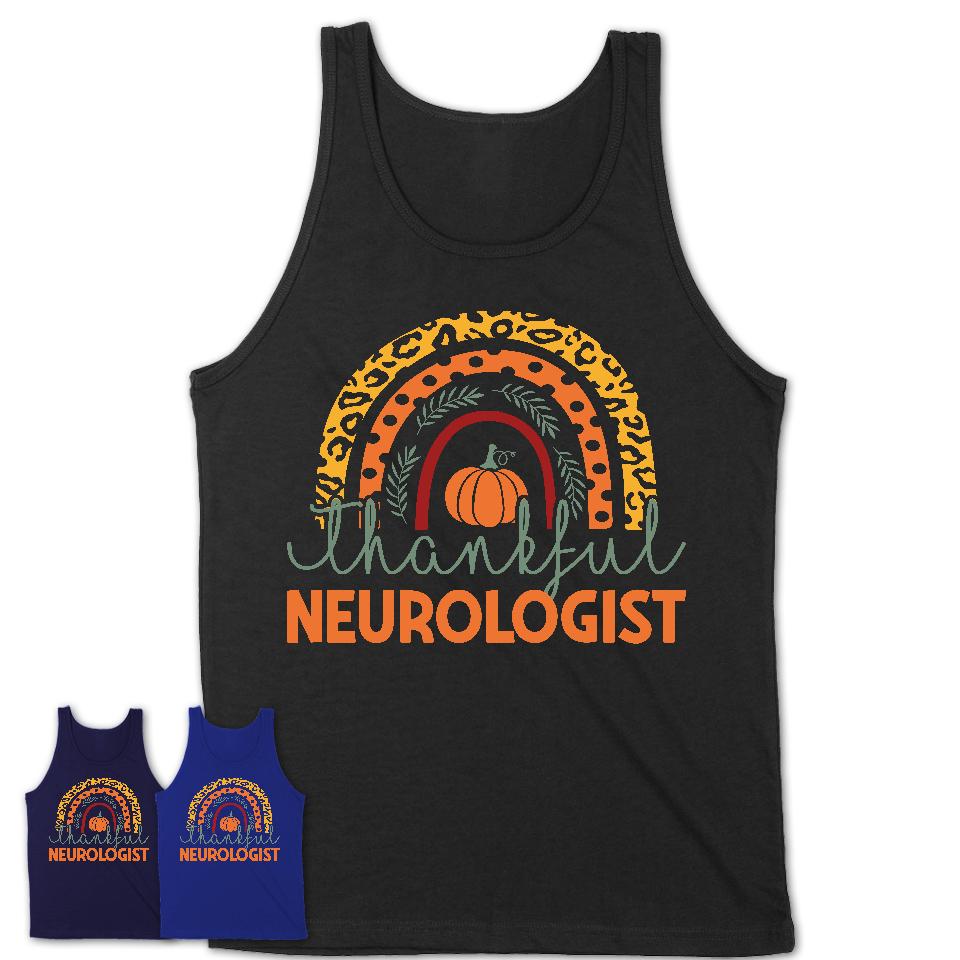 Thankful Neurologist Shirt, Pumpkin Rainbow Sweater for Fall Lovers, Thanksgiving Gift for Neurologist Women