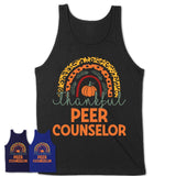 Thankful Peer Counselor Shirt, Pumpkin Rainbow Sweater for Fall Lovers, Thanksgiving Gift for Peer Counselor Women