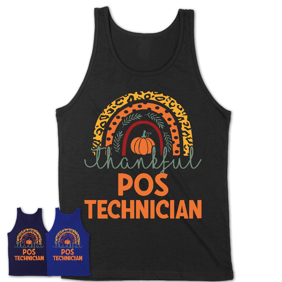 Thankful Pos Technician Shirt, Pumpkin Rainbow Sweater for Fall Lovers, Thanksgiving Gift for Pos Technician Women