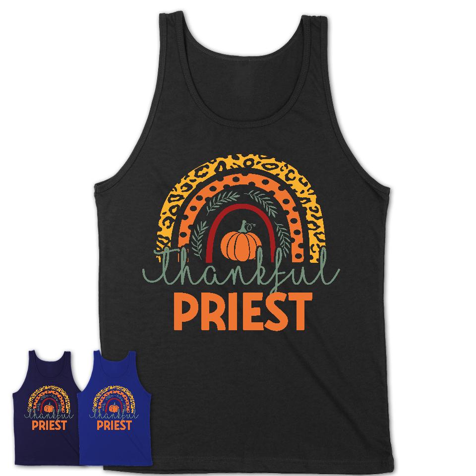 Thankful Priest Shirt, Pumpkin Rainbow Sweater for Fall Lovers, Thanksgiving Gift for Priest Women