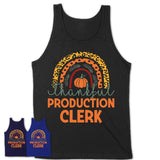 Thankful Production Clerk Shirt, Pumpkin Rainbow Sweater for Fall Lovers, Thanksgiving Gift for Production Clerk Women