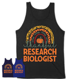 Thankful Research Biologist Shirt, Pumpkin Rainbow Sweater for Fall Lovers, Thanksgiving Gift for Research Biologist Women