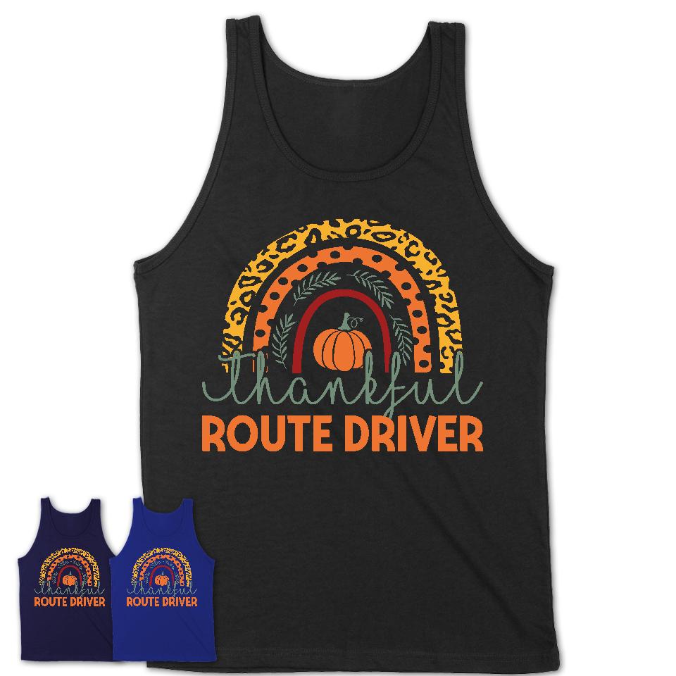 Thankful Route Driver Shirt, Pumpkin Rainbow Sweater for Fall Lovers, Thanksgiving Gift for Route Driver Women