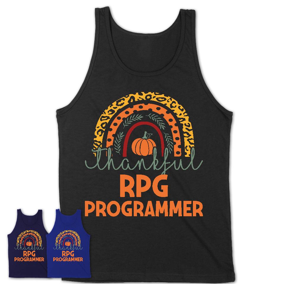 Thankful Rpg Programmer Shirt, Pumpkin Rainbow Sweater for Fall Lovers, Thanksgiving Gift for Rpg Programmer Women