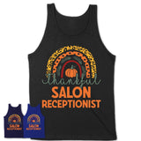 Thankful Salon Receptionist Shirt, Pumpkin Rainbow Sweater for Fall Lovers, Thanksgiving Gift for Salon Receptionist Women