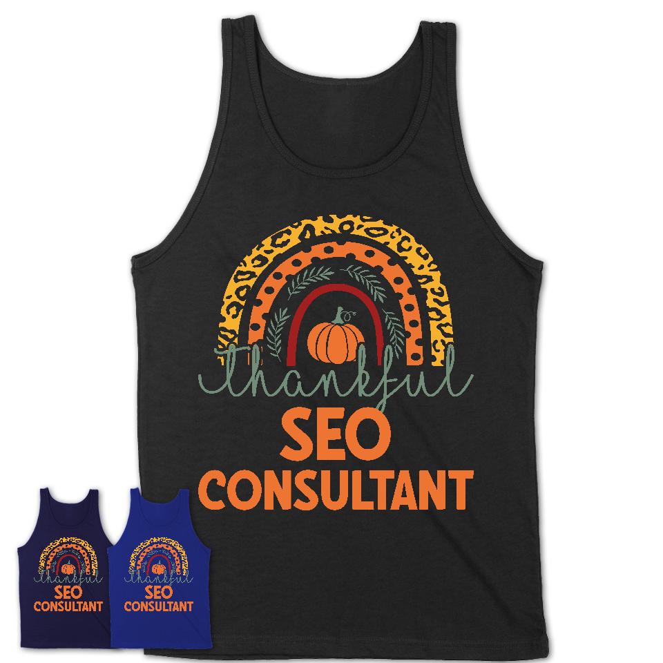 Thankful Seo Consultant Shirt, Pumpkin Rainbow Sweater for Fall Lovers, Thanksgiving Gift for Seo Consultant Women